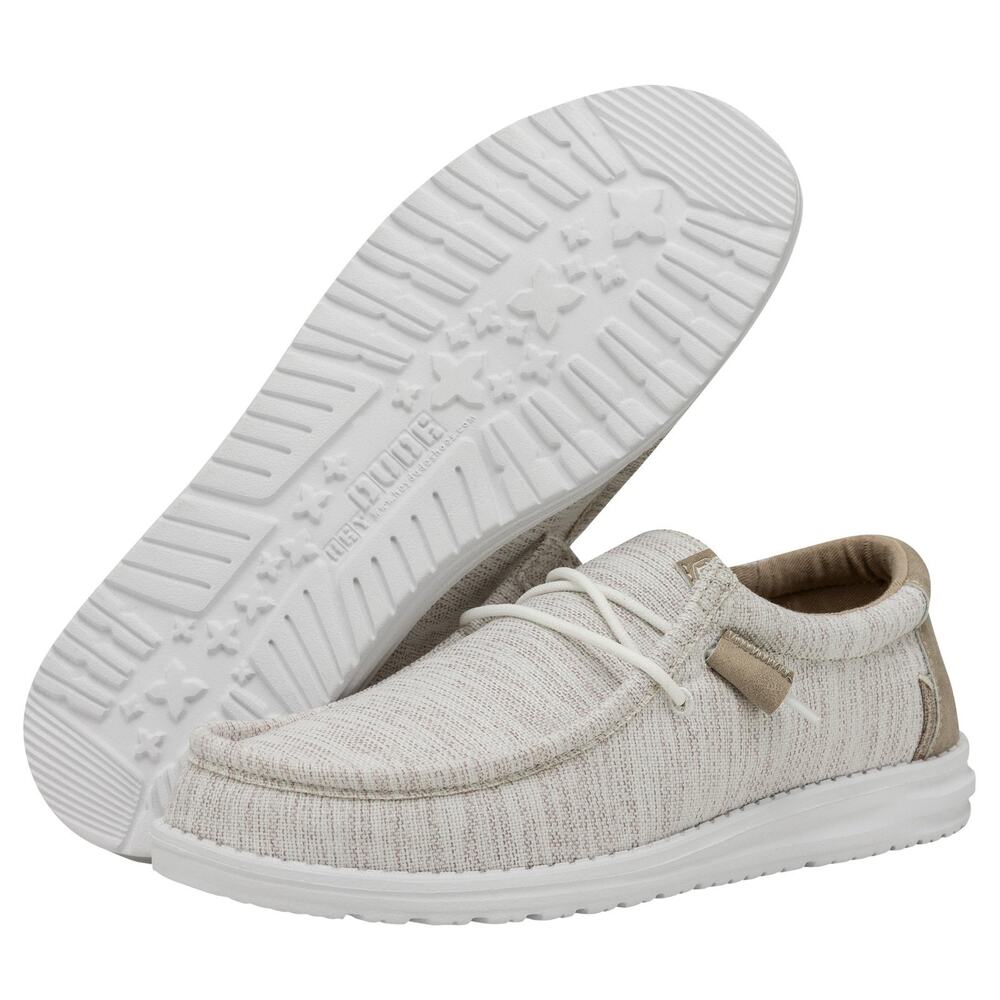 HEYDUDE Men's Wally Ascend Woven Stretch Slip-On Casual Shoes Ivory Coast 8 M